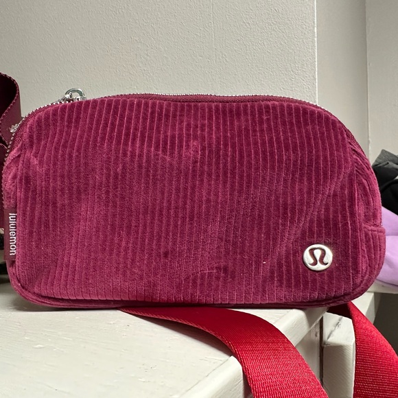 Lululemon Athletica Corduroy Cosmetic Bag in Burgundy